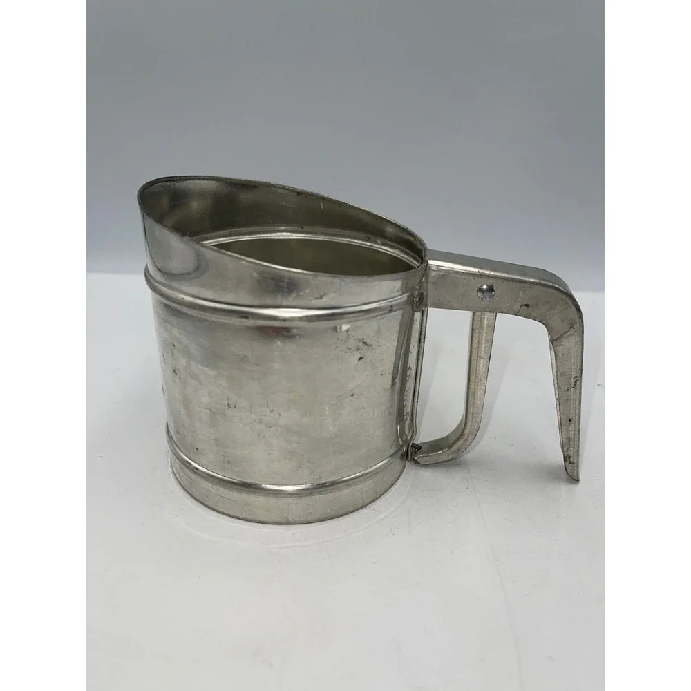 Foley Flour Sifter Silver  Aluminum Squeeze Handle Vintage